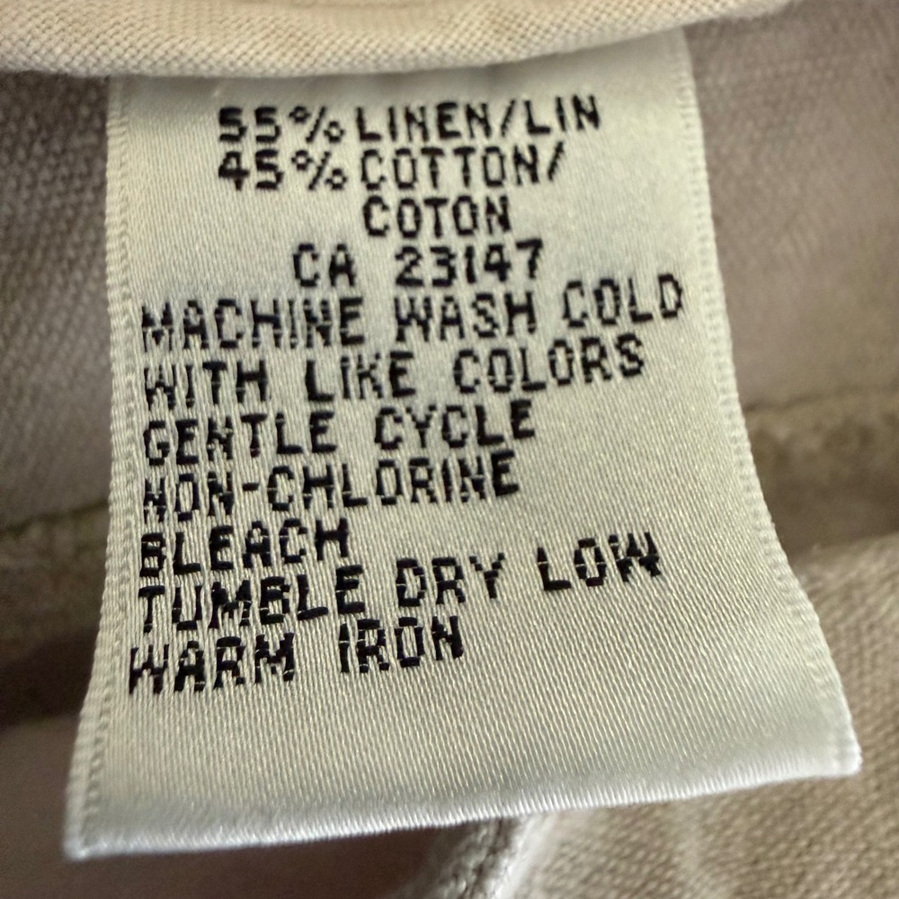 Vintage Talbots Linen Cotton Tapered‎ Trousers 12P Beige Coastal Grandma 90s - Picture 6 of 12